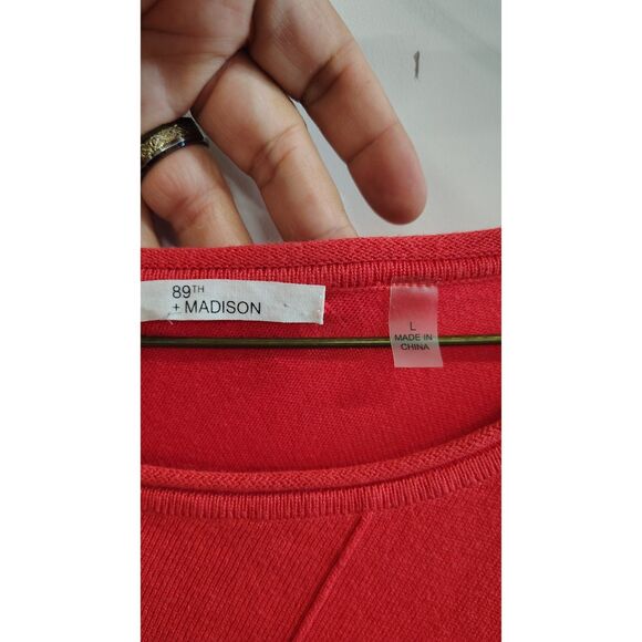 89th & Madison Crewneck Drop Shoulder Dark Coral Pullover‎ - Picture 4 of 7
